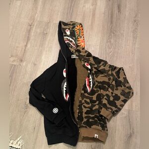 Bape Camouflage and Black Split Shark Hoodie